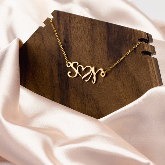 initial and heart necklace - The muggin shop